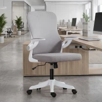 HOMCOM Ergonomic Office Chair, Swivel Desk Chair with Adjustable Lumbar Support and Height, Flip-up Armrests, Wheels, Grey(m-1)