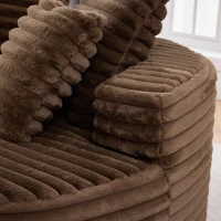 Plush Oversized Round Lounge Chair with Segmented Backrest, Velour Sofa with 4 Pillows and No Assembly, 54.5'' L x 54.5" W x 33" H, Brown(m-7)