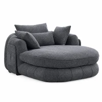 Oversized Chaise Lounge Chair with Deep Seat and Chenille, Soft Reading Sofa with Extra Pillows and No Assembly, 72.5'' L x 57" W x 23" H, Grey(m-2)