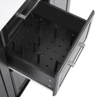 Vintage Rolling Kitchen Island with Drop-Leaf Countertop and Trash Bin, Multifunctional Storage Cart for Kitchen, 50.5" L x 26.5" W x 35.5" H, Black(m-9)