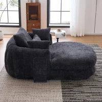 Plush Oversized Chaise Lounge with Deep Seat and Chenille, Soft Sleeper Sofa with Extra Pillows and No Assembly, 72.5'' L x 57" W x 23" H, Black(m-7)