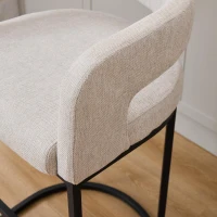 Modern Set of 2 Counter-Height Bar Stools with Chenille Upholstery, Ergonomic Kitchen Chairs with Metal Legs, 22'' L x 20" W x 36" H, White(m-7)