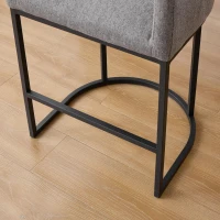 Set of 2 Counter-Height Stools with Chenille Upholstery, Soft Dining Chairs with Armrests and Footrests, 22'' L x 20" W x 36" H, Light Grey(m-7)