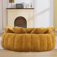 Sunny Bean Bag Sofa with Chenille Upholstery and 14 Pillows, Comfy Chaise Lounge for Living Room Bedroom, 71.5'' L x 65.5"W x 30.5" H, Yellow(m-10)