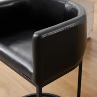 Elegant Set of 2 Counter-Height Bar Stools with PU Leather, Comfortable Kitchen Chairs with Armrests and Footrests, 22'' L x 20" W x 36" H, Black(m-8)