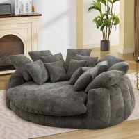 Snuggly Bean Bag Sofa with Chenille Upholstery and 14 Pillows, Modern Chaise Lounge for Living Room Bedroom, 71.5'' L x 65.5"W x 30.5" H, Grey(m-8)