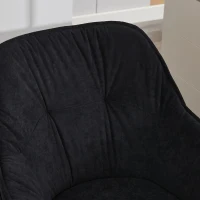 Chic Faux Leather Armchair with Contoured Backrest, Supportive Vanity Chair for Living Room Bedroom Home Office, 28'' L x 28"W x 32" H, Black(m-10)