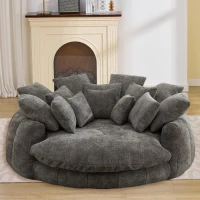 Snuggly Bean Bag Sofa with Chenille Upholstery and 14 Pillows, Modern Chaise Lounge for Living Room Bedroom, 71.5'' L x 65.5"W x 30.5" H, Grey(m-9)