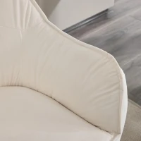 Sophisticated Faux Leather Armchair with Contoured Backrest, Convenient Vanity Chair for Living Room Bedroom, 28'' L x 28"W x 32" H, White(m-10)