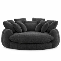 Sleek Bean Bag Sofa with Chenille Upholstery and 14 Pillows, Relaxing Chaise Lounge for Living Room Bedroom, 71.5'' L x 65.5"W x 30.5" H, Black(m-2)
