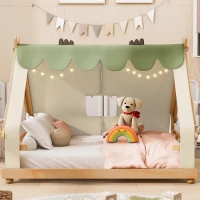 Modern Full-Size House Bed with Detachabl Tent, Sturdy Wooden Platform Bed with Skylight and 8 Slats, 79.5" L x 57.5" W x 63" H, White(m-1)