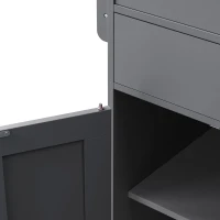 Chic Rolling Kitchen Island with Extendable Dining Table, Space-Saving Storage Cart with 4 Doors and 2 Drawers, 74.5" L x 19.5" W x 36" H, Grey(m-6)