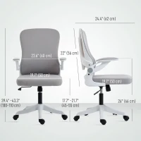 HOMCOM Ergonomic Office Chair, Swivel Desk Chair with Adjustable Lumbar Support and Height, Flip-up Armrests, Wheels, Grey(m-3)