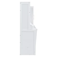 Chic Full-Size Murphy Bed with Wardrobe, Modern Foldaway Wall Bed with 2 Storage Drawers and Shelf, 107.5" L x 58" W x 72" H, White(m-11)