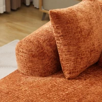 Plush Oversized Chaise Lounge with Deep Seat and Pillows, Versatile Sleeper Sofa with Corduroy and Armrests, 57.5'' L x 51.5" W x 32" H, Orange(m-12)