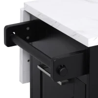 Vintage Rolling Kitchen Island with Drop-Leaf Countertop and Trash Bin, Multifunctional Storage Cart for Kitchen, 50.5" L x 26.5" W x 35.5" H, Black(m-7)