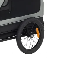 PawHut Dog Bike Trailer for Small & Medium Dogs up to 44 lbs, Universal Bicycle Coupler, Flip-Down Ramp Tailgate, Grey(m-12)