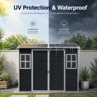 Durable Resin Storage Shed with Padlock-Ready Doors and Air Vents, Weatherproof Garden Shed for Backyard, 95.5" L x 52.5" W x 81" H, Black(m-6)