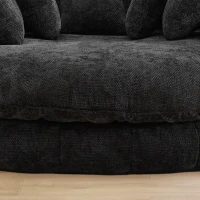 Sleek Bean Bag Sofa with Chenille Upholstery and 14 Pillows, Relaxing Chaise Lounge for Living Room Bedroom, 71.5'' L x 65.5"W x 30.5" H, Black(m-7)