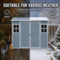 Slim Resin Storage Shed with Padlockable Double Doors and Air Vents, Durable Garden Shed for Backyard, 95.5" L x 52.5" W x 81" H, Grey(m-5)