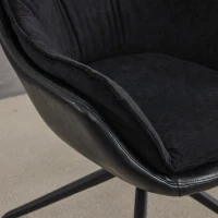 Chic Faux Leather Armchair with Contoured Backrest, Supportive Vanity Chair for Living Room Bedroom Home Office, 28'' L x 28"W x 32" H, Black(m-7)