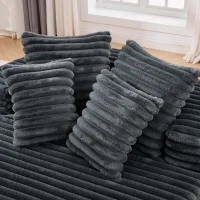 Plush Oversized Round Lounge Chair with Segmented Backrest, Velour Sofa with 4 Pillows and No Assembly, 54.5'' L x 54.5" W x 33" H, Grey(m-8)