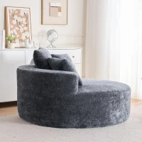 Modern Textured Plush Sleeper Chair with Headrest Pillow, Cloud-Inspired Lounge Sofa with No Assembly, 54.5'' L x 54.5" W x 33" H, Grey(m-6)