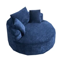 Fluffy Sleeper Chair with Plush Corduroy Fabric and Cylindrical Pillow, Soft Modular Lounge Sofa for Living Room, 54.5" L x 54.5" W x 33" H, Grey(m-2)