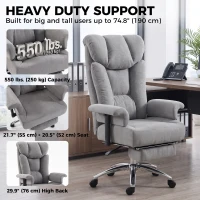 HOMCOM 550lbs Big and Tall Office Chair, Heavy Duty Executive Desk Chair with Adjustable Padded Armrests and High Back, Grey(m-4)