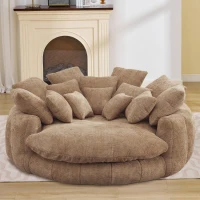Cozy Bean Bag Sofa with Chenille Upholstery and 14 Pillows, Versatile Chaise Lounge for Living Room Bedroom, 71.5'' L x 65.5"W x 30.5" H, Coffee(m-7)