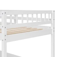 Chic Twin Loft Bed with Desk and 7-Color LED Lights, Space-Saving Storage Bed with 2 Drawers and Stairs, 79" L x 59.5" W x 68" H, White(m-12)