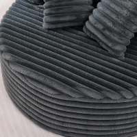Plush Oversized Round Lounge Chair with Segmented Backrest, Velour Sofa with 4 Pillows and No Assembly, 54.5'' L x 54.5" W x 33" H, Grey(m-6)