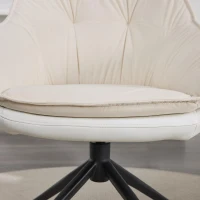 Sophisticated Faux Leather Armchair with Contoured Backrest, Convenient Vanity Chair for Living Room Bedroom, 28'' L x 28"W x 32" H, White(m-8)