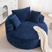 Fluffy Sleeper Chair with Plush Corduroy Fabric and Cylindrical Pillow, Soft Modular Lounge Sofa for Living Room, 54.5" L x 54.5" W x 33" H, Grey(m-1)