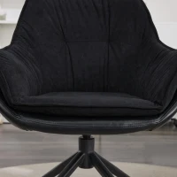 Chic Faux Leather Armchair with Contoured Backrest, Supportive Vanity Chair for Living Room Bedroom Home Office, 28'' L x 28"W x 32" H, Black(m-8)