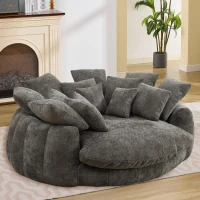Snuggly Bean Bag Sofa with Chenille Upholstery and 14 Pillows, Modern Chaise Lounge for Living Room Bedroom, 71.5'' L x 65.5"W x 30.5" H, Grey(m-1)