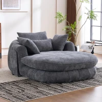 Oversized Chaise Lounge Chair with Deep Seat and Chenille, Soft Reading Sofa with Extra Pillows and No Assembly, 72.5'' L x 57" W x 23" H, Grey(m-1)