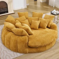 Sunny Bean Bag Sofa with Chenille Upholstery and 14 Pillows, Comfy Chaise Lounge for Living Room Bedroom, 71.5'' L x 65.5"W x 30.5" H, Yellow(m-4)