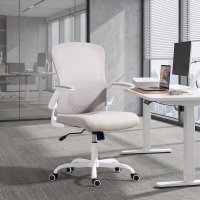 HOMCOM Ergonomic Mesh Office Chair with 4D Lumbar Support, Swivel Desk Chair with Flip-up Armrests, Tilt Function, Grey