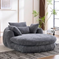 Oversized Chaise Lounge Chair with Deep Seat and Chenille, Soft Reading Sofa with Extra Pillows and No Assembly, 72.5'' L x 57" W x 23" H, Grey(m-13)