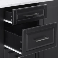 Vintage Rolling Kitchen Island with Drop-Leaf Countertop and Trash Bin, Multifunctional Storage Cart for Kitchen, 50.5" L x 26.5" W x 35.5" H, Black(m-10)