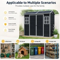 Durable Resin Storage Shed with Padlock-Ready Doors and Air Vents, Weatherproof Garden Shed for Backyard, 95.5" L x 52.5" W x 81" H, Black(m-4)