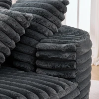 Plush Oversized Round Lounge Chair with Segmented Backrest, Velour Sofa with 4 Pillows and No Assembly, 54.5'' L x 54.5" W x 33" H, Grey(m-7)