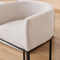 Set of 2 Counter-Height Stools with Chenille Upholstery, Soft Dining Chairs with Armrests and Footrests, 22'' L x 20" W x 36" H, White(m-7)