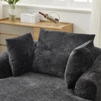 Contemporary Chaise Longue Chair with Throw Pillows and Armrests, Versatile Sofa Bed for Living Room Bedroom, 57.5'' L x 51.5"W x 32" H, Black(m-9)