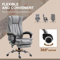 Vinsetto Office Chair 6-point Vibration Massage Chair Micro Fiber Recliner with Retractable Footrest Grey(m-9)