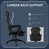Vinsetto Work Chair, Ergonomic Computer Chair with Footrest, Headrest, Recliner Swivel Seat with Adjustable Height, Black(m-6)