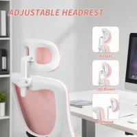Vinsetto High Back Office Chair, Mesh Computer Desk Chair with Rotatable Headrest, Lumbar Back Support, Adjustable Height, Pink(m-7)
