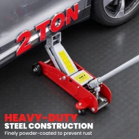 HOMCOM 2 Ton Low Profile Hydraulic Floor Jack, Heavy Duty Steel Racing Car Jack, 4.7"-11.8" Lift Range, Red(m-5)