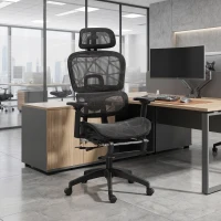 HOMCOM Mesh Office Chair with 3D Armrest, High Back Desk Chair with Lumbar Support, 135° Reclining, Adjustable Headrest, Black(m-8)